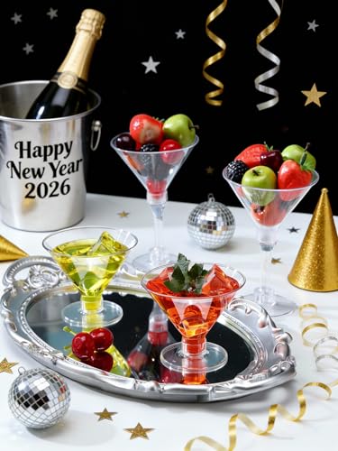 CALBODE 40 Pack Plastic Martini Glasses 5 Oz Disposable Cocktail Glasses, Tall Mini Martini Cups, Plastic Margarita Glasse...
