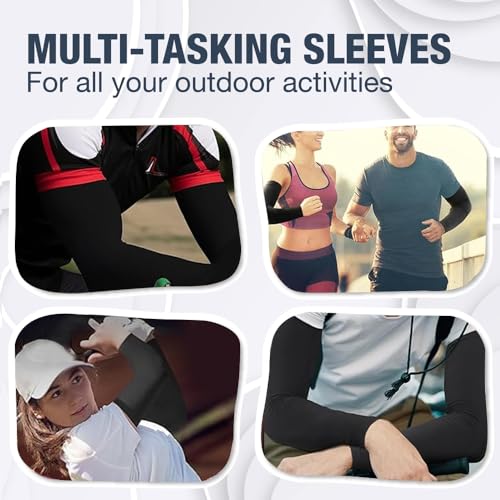 Two packs UV Sun Protection Arm Sleeves, Compression Cooling Sleeves for Men and Women, Ideal for Golf, Outdoor Sports.