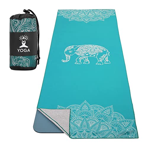 MoKo Hot Yoga Towel, Non-Slip Yoga Mat Towel with Grip Dots, 74.4"×27.3" Yoga Mat Cover for Pilates, Fitness, Meditation, ...