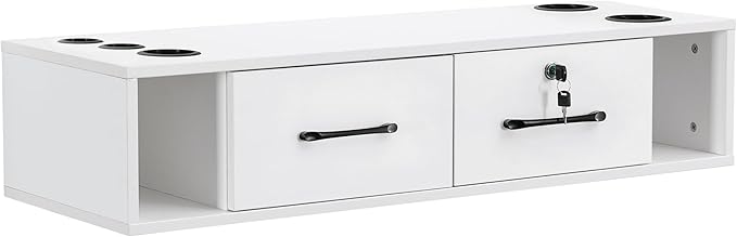 BarberPub Wall Mount Station with Drawers Styling Cabinet Open Storage Beauty Salon Spa Equipment 2502 (White)