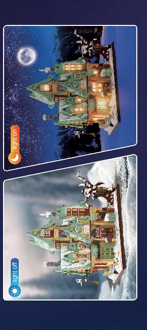 HOGOKIDS Magic Bar House Building Set with LED Light - Halloween House Architecture 3.6mm Mini Building Block Home Office Decor, Magical Birthday Gift for Adults Kids Age 10+ Boy & Girl (2479 PCS)