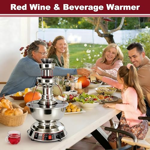 RoyceBee 3-Tier Cocktail Fountain Machine, Electric Party Fountain Drink Machine with 0-100° Temperature Adjustment and 3....
