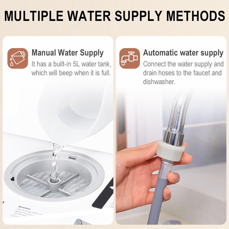 Countertop Dishwasher with built-in water tank, countertop mini portable dishwasher for apartments and RVs, Compact Dishwasher that can wash baby bottles. Dishwasher with drying function.