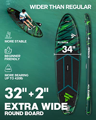 Flypark Couple Bundles｜11'x34''x6'' Extra Wide Inflatable Stand Up Paddle Boards, All Accessories+2, 116L Backpack, Should...