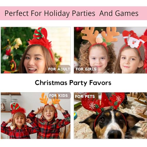 SEVEN STYLE 12 PCS Holiday Headbands,Cute Christmas head hat toppers,Great Fun and Festive for Christmas Party Favors Holi...