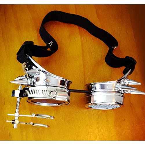 Victorian Magnifying Steampunk Goggle Glasses Cyber Punk Spiked Gothic Cosplay Eye Glasses Double Ocular