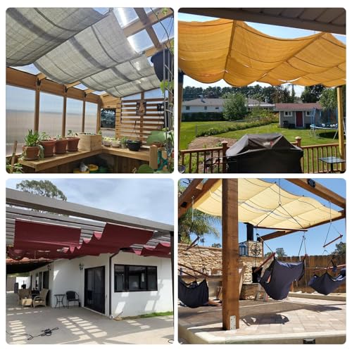 Patio 3'W x 16'L Waterproof Pergola Shade Cover Retractable Canopy Replacement, Outdoor Pergolas Fabric Covers for Patio, ...