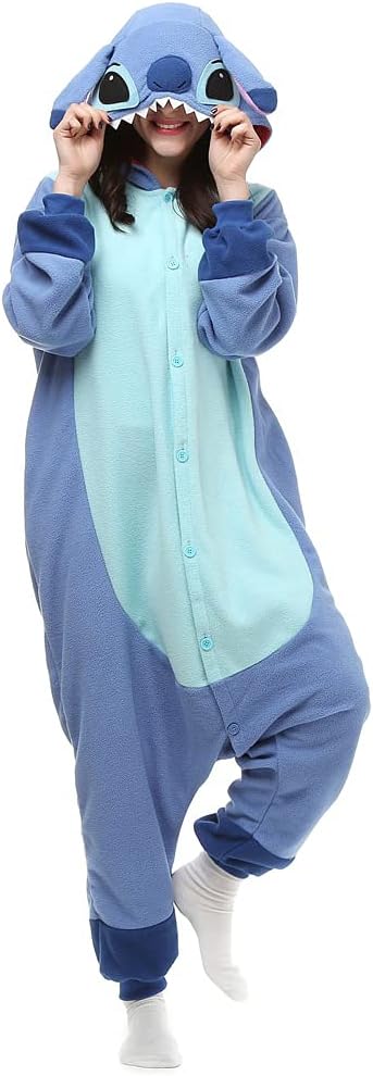 ROYAL WIND Adult Stich costume Onesie Animal Pajamas Halloween Cosplay Costumes Sleepwear Homewear Party Wear