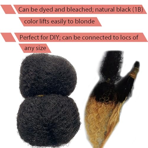 Tight Afro Kinky Human Hair for Dreadlocks,Ideal for Making Locs,Repair Extensions,Twist or Braids 4 Bundles/Package Natural Black #1B 12inch