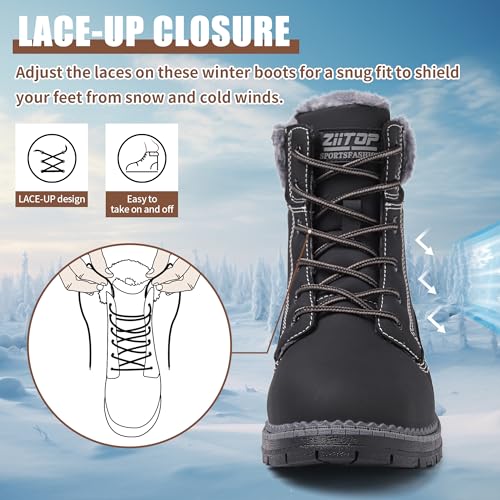 BKWHDAY Winter Boots for Women Snow Boots Waterproof Fur Lined Warm Hiking Boots Ladies Lace Up Walking Boots Anti-Slip Li...
