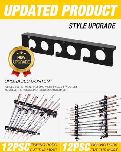 Ghosthorn Fishing Pole Rod Racks Wall or Ceiling Mounted Fishing Pole Rod Holders for Garage Storage Organizer Fishing Gea...
