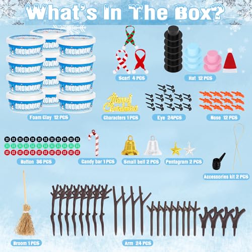 12 Pack Christmas Craft, DIY Snowman Kit for Kids, Build a Snowman Kit Indoor Decorations, Creative Kids Air Dry Modeling ...