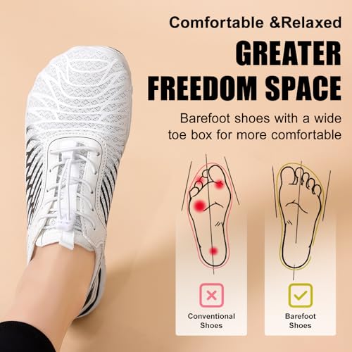 FUNWINK Hike Barefoot Shoes for Womens Men Wide Toe Water Shoes Flexible Lightweight Daily Wear Walking Shoes Unisex,Desig...