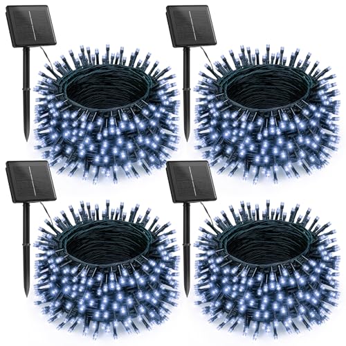 Brightown 4 Pack Solar Christmas Lights Outdoor, Total 184FT 480 LED Solar String Lights Outdoor Waterproof Green Wire wit...