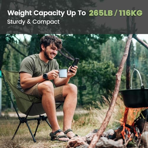 CAMEL CROWN Portable Camping Chair Lightweight Compact Folding Chair Mesh for Outdoor Camp Travel Beach Picnic Festival Hi...