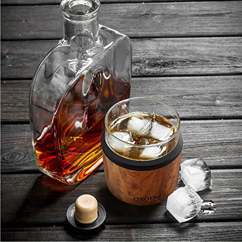 asobu Whiskey Sleeve Glass – Insulated Bourbon Tumbler with Premium Rocks Glass, BPA-Free, Double-Wall Stainless Steel, Ke...