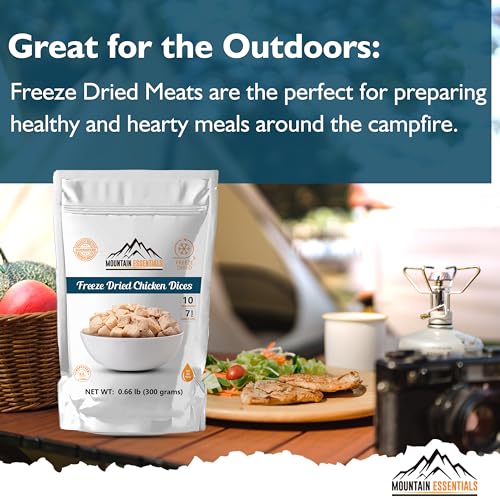 MOUNTAIN ESSENTIALS Freeze-Dried Diced Chicken – Fully Cooked and Ready to Eat | Everyday Pantry Staple for Meal Prep, Cam...