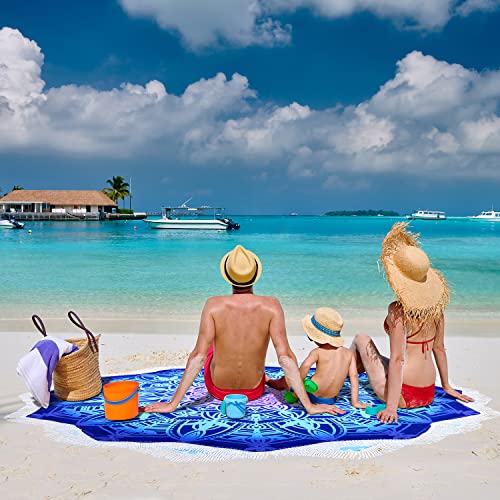 Large Microfiber Boho Mandala Beach Towel Round Bohemian Beach Blanket Hippie Indian Throw Blanket Beach Tapestry Sand Fre...