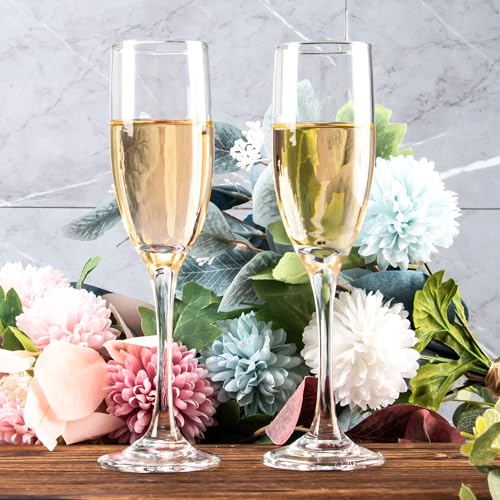 Classic Champagne Glasses Set of 12, 6oz Glass Champagne Flutes, Stemmed Champagne Flutes, Sparkling Wine Glass for Party,...