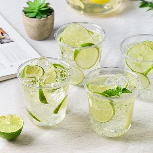 Soelomu 12 oz Disposable Stemless Wine Glasses, 50 Pcs Crystal Plastic Cocktail Cups Clear Classic Cold Drinking Party Gla...