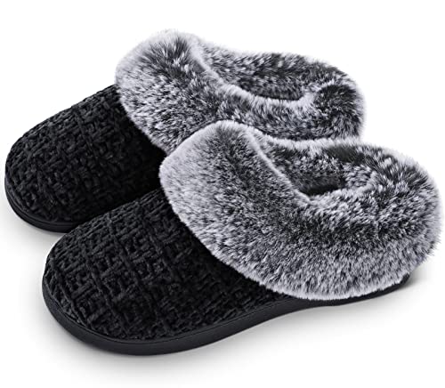 DL Women's Memory Foam Moccasin Slippers Micro Suede with Breathable Faux Fur Lining Slip On House Shoes Micro Indoor & Ou...