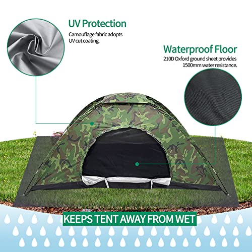 Sutekus Camping Tent Lightweight Backpacking Tent Camouflage Outdoor Equipment for Camping Hiking Biking Trip Upgraded Lar...