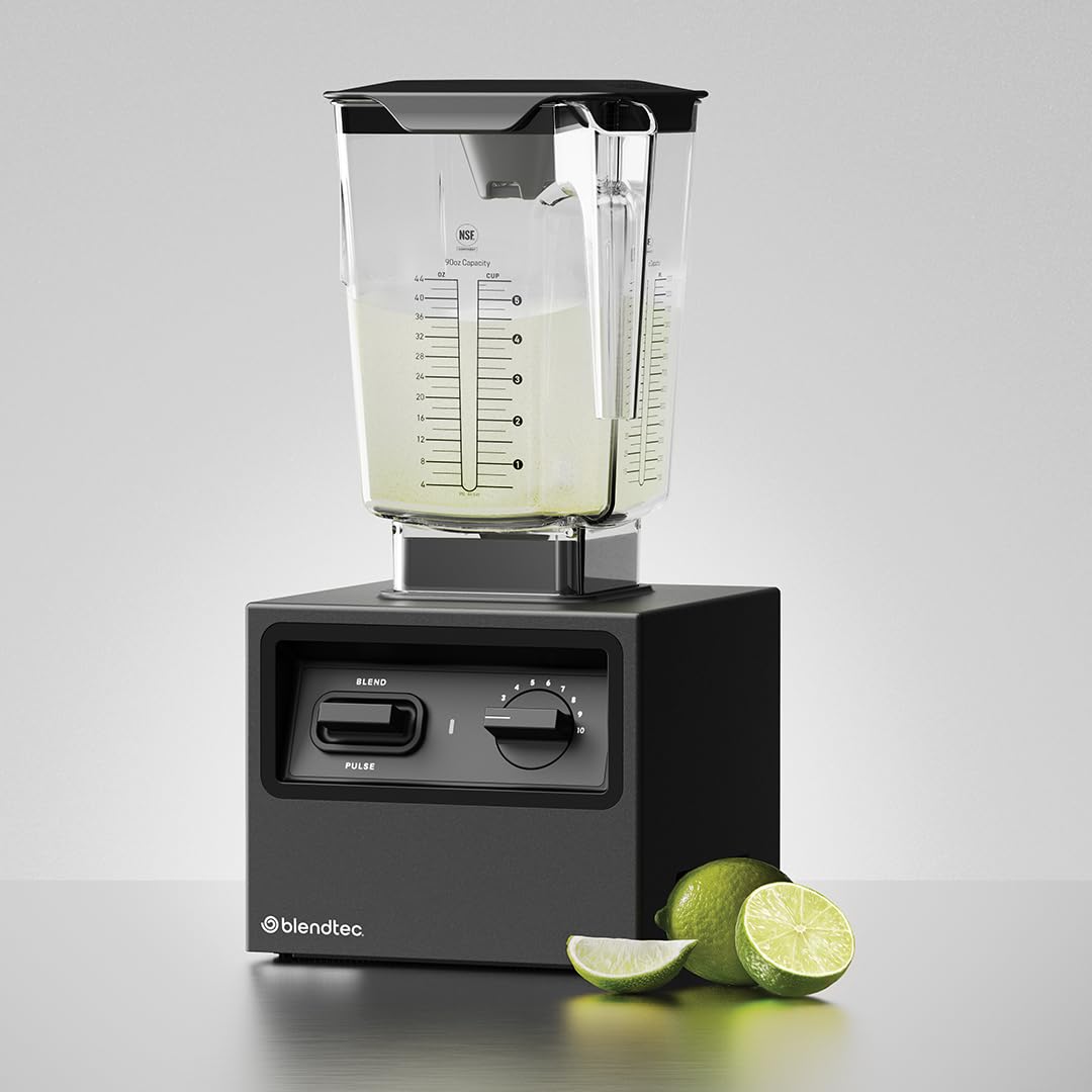 Blendtec Bar Blender Commercial Grade with 90oz Total Capacity Wildside+ Jar with cone lid – Easy to use with powerful motor for smooth textures - Black
