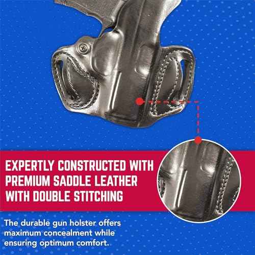DeSantis Thumb Break Mini Slide Holster- Leather Holsters for Pistols, OWB Holster Compatible with SIG Sauer P365, P365 XL, P365 SAS, P365 XL w/ ROMEO ZERO, P365X w/ ROMEO ZERO - Left Hand Draw, Black
