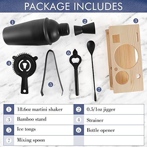 JNWINOG Cocktail Shaker Set Stainless Steel Bartending Kit 18.6oz Cocktail Bar Set Cocktail Mix Drink Making Kit Professio...