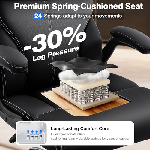 AreShark Office Chair - Executive High Back Breathable Comfy Desk Chair with Lumbar Support - Ergonomic Leather Rolling Sw...