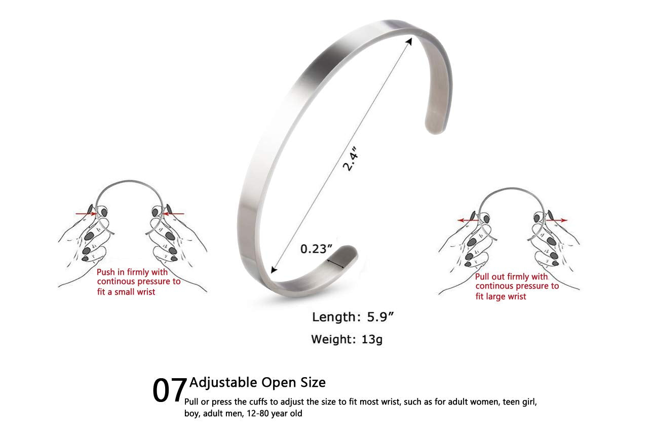 A N KINGPiiN Inspirational Bracelets for Women Gift for Men Motivational Birthday Cuff Bangle Personalized Mantra Come Gift Box