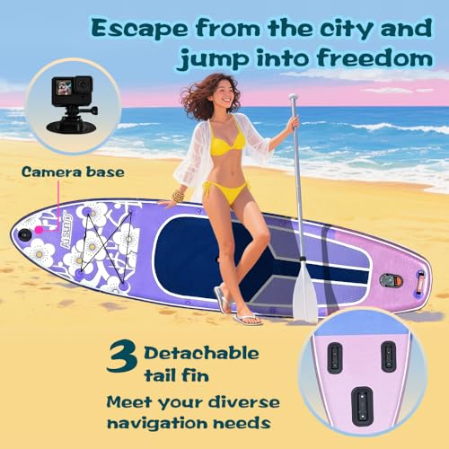 AISUNSS 10.6’ Inflatable Stand Up Paddle Board, 33’’ Wide Stance Paddle Boards with Premium Paddleboard Accessories, Doubl...