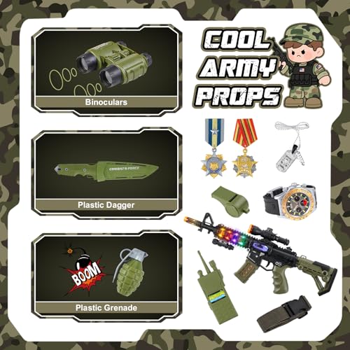 Metemot Kids Army Costume for Boys, Military Soldier Costume with Army Toys, Boys Halloween Costumes with Army Vest, Soldi...