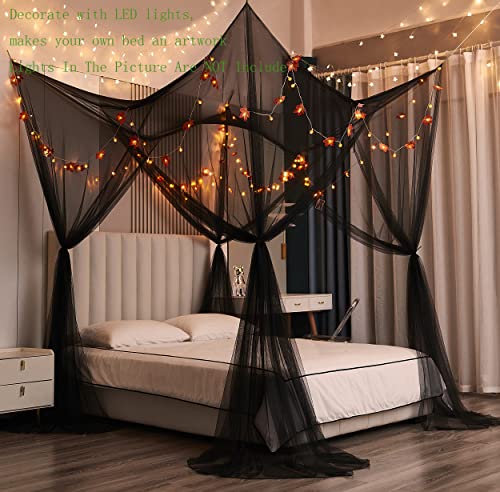 Mengersi Bed Canopy,Canopy Bed Curtains Bed Drapes for Full Queen King Size Bed,Mosquito Net Bed Curtains for Patio Indoor...