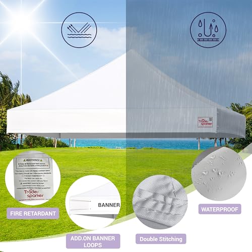 Tradesparker 10x10 Commercial Pop Up Canopy Replacement Top-Windproof D-Rings+Banner Grommets+Loop Pile Wall System,Ez Can...