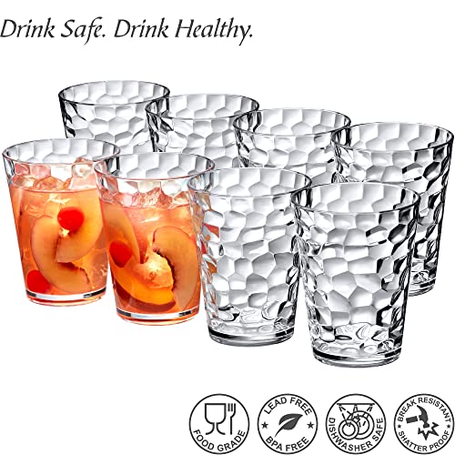 Amazing Abby - Iceberg - 16-Ounce Plastic Tumblers (Set of 8), All-Clear Reusable Plastic Cups, Stackable, BPA-Free, Shatt...