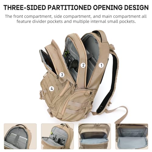 Timeet Tactical Backpack Hiking Backpack: Laser-Cut Molle System Military Backpack - Large Capacity Survival Tactical Gear...