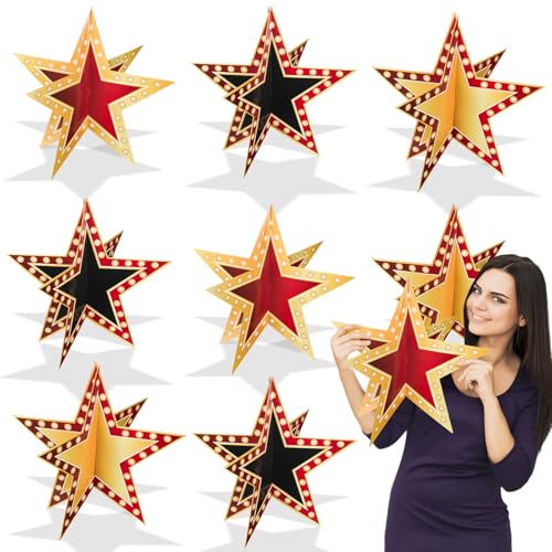 Weekgrat 18 Pcs Large Star Centerpieces for Movie Night Party Decorations 12inch 3D Movie Party Supplies Star Decorations ...