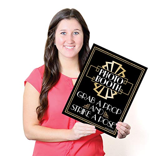 Big Dot of Happiness Roaring 20’s Photo Booth Sign - 1920s Art Deco Jazz Party Decorations - Printed on Sturdy Plastic Mat...
