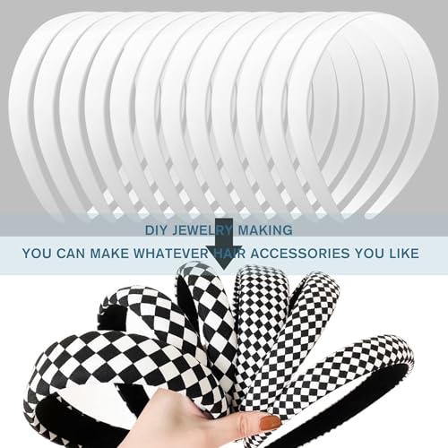 VOKOY 24 PCS White Plastic Headbands, 1 Inch Wide No Teeth Hair Bands for Girls & Women, Blank DIY Plain Headbands for Crafts