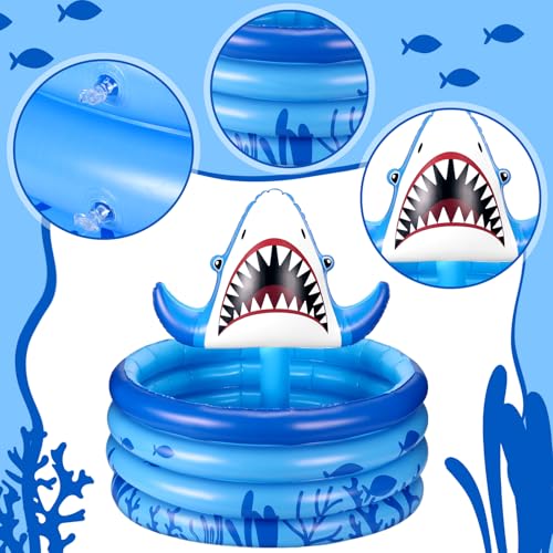 Bencailor Shark Party Decorations Summer Birthday Inflatable Cooler Blow Up Drink Cooler Reusable Floating Ice Chest Summe...