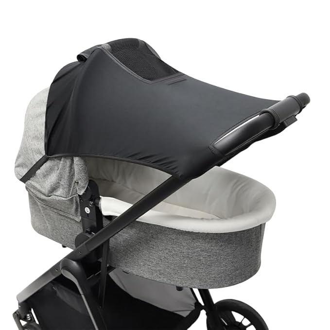 PandaEar Universal Stroller Sun Shade Cover for Baby Bassinet | Blackout UV Protection Canopy with Mesh Window | Windproof...