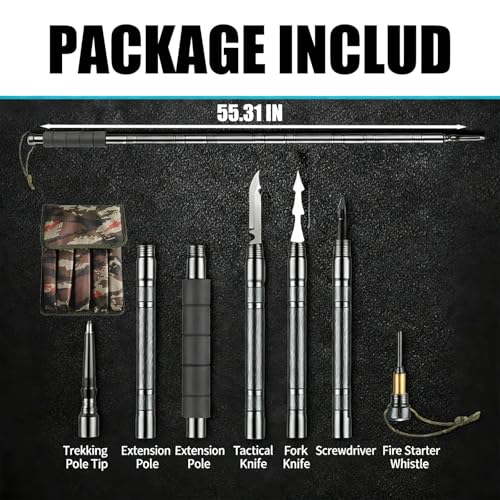Collapsible Tactical Hiking Trekking Pole,2026 New Aluminum Tactical Walking Stick,Survival Hiking Trekking Pole,Gear for ...