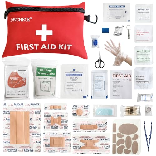 DWCHECK Mini First Aid Kit,132 Piece Small Waterproof Emergency Medical Kit for Travel, Car, Home, Office, Camping, Hiking...