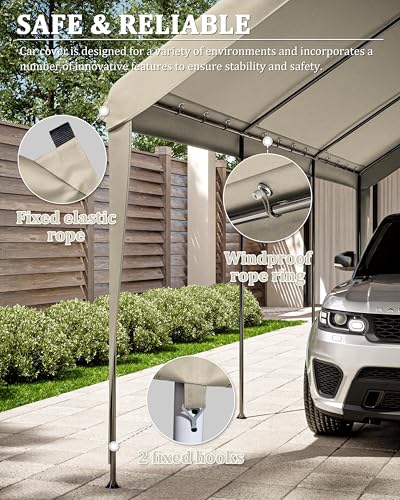 10 X 20 Ft Canopy Replacement Cover Heavy Duty Waterproof UV & Tear Resistant Car Tarp Canopy Tent Garage Top Shelter Oxfo...