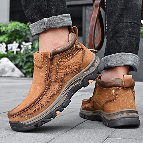 MOSTELO Mens Slip On Casual Loafers Classic Outdoor Leather Walking Hiking Shoes Comfortable for Work Office Dress Outdoor...