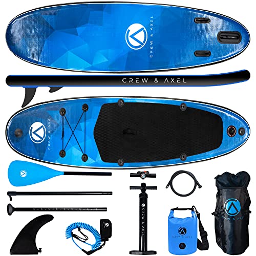 Crew Axel Inflatable Paddle Board 10’33’6” Extra Wide & Lightweight (18lb) Paddle Board – Premium SUP Set Includes 2 Bags,...