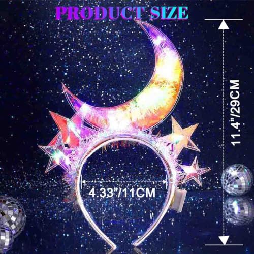 JEWEKY Light Up Moon Headband Star Headbands Led New Year's Eve Party Hair Accessories for Women