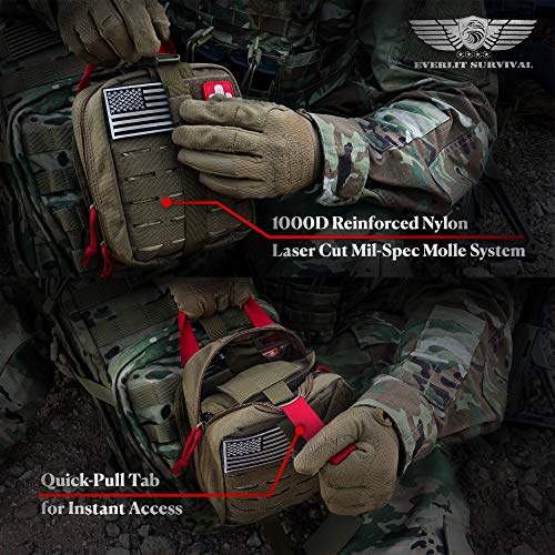 EVERLIT Advanced Trauma Kit, CAT GEN-7 Tourniquet, TCCC Compliant, Mil-Spec Nylon Laser Cut Pouch with 36" Splint, Militar...