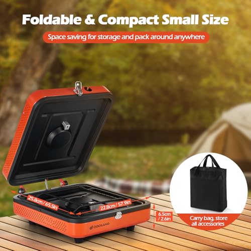 Odoland Portable 2 Burner Camping Stove Propane 17000 BTU/h Gas Stove Collapsible Backpacking Stove for Indoor Outdoor Coo...